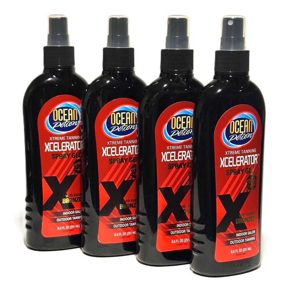 4 Pack Ocean Potion Xtreme Tanning Xcelerator Spray Instant Bronzer 8.5 oz